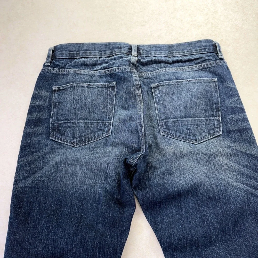 Banana Republic Heritage Straight Leg Jeans 34 Button Fly Fade Blue Denm